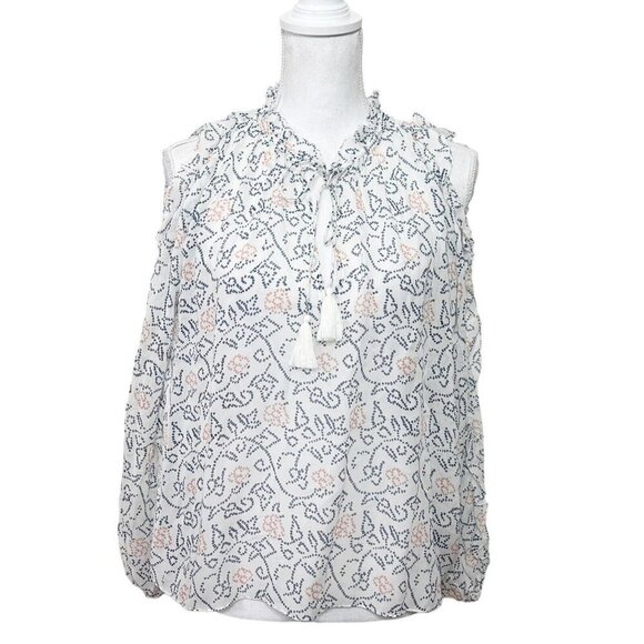 Ulla Johnson NWT Dunia Cold Shoulder Blouse Silk Floral White Women’s Size 0 - Picture 2 of 14